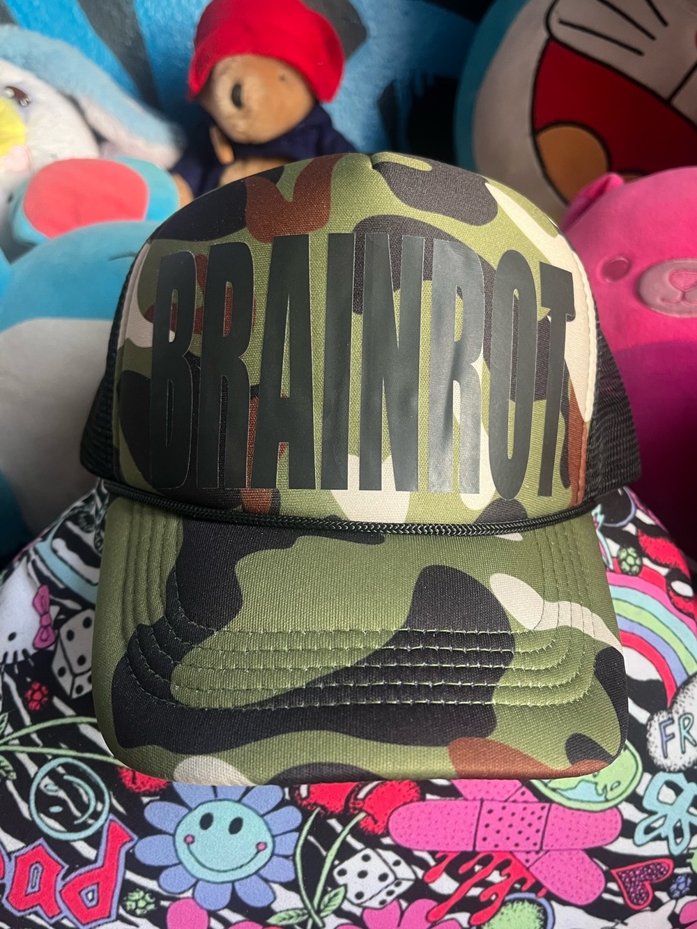 BRAINROT camo trucker cap